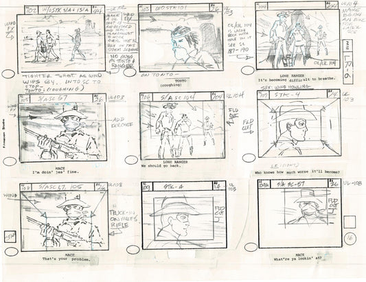 Lone Ranger Western Storyboard Animation Animation Page from Filmation 1980 E-022