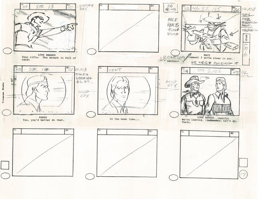 Lone Ranger Western Storyboard Animation Animation Page from Filmation 1980 E-023