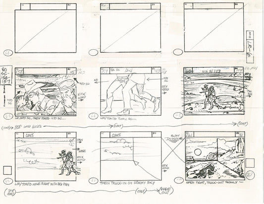 Lone Ranger Western Storyboard Animation Animation Page from Filmation 1980 E-027