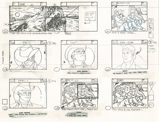 Lone Ranger Western Storyboard Animation Animation Page from Filmation 1980 E-028