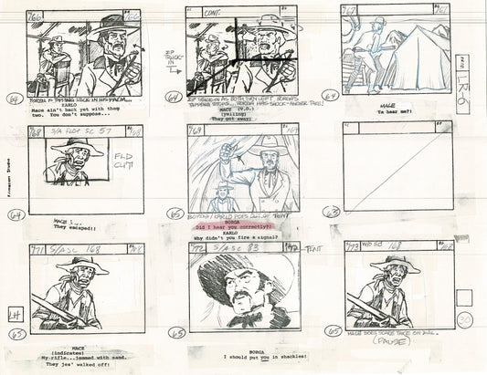 Lone Ranger Western Storyboard Animation Animation Page from Filmation 1980 E-030