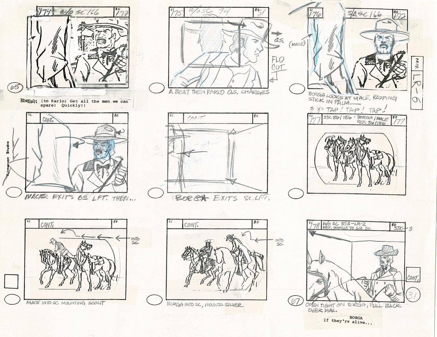 Lone Ranger Western Storyboard Animation Animation Page from Filmation 1980 E-031