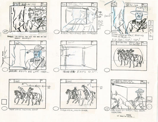 Lone Ranger Western Storyboard Animation Animation Page from Filmation 1980 E-031