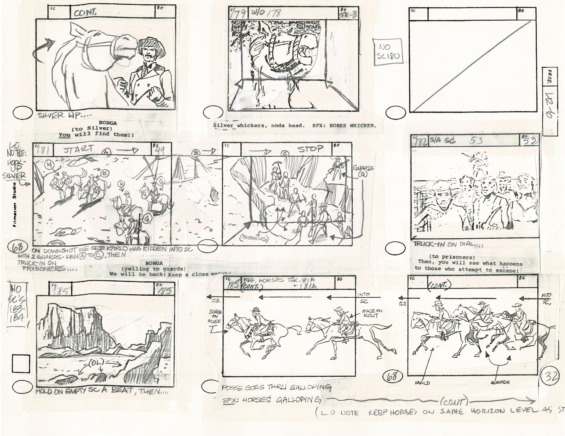 Lone Ranger Western Storyboard Animation Animation Page from Filmation ...