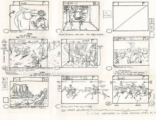 Lone Ranger Western Storyboard Animation Animation Page from Filmation 1980 E-032