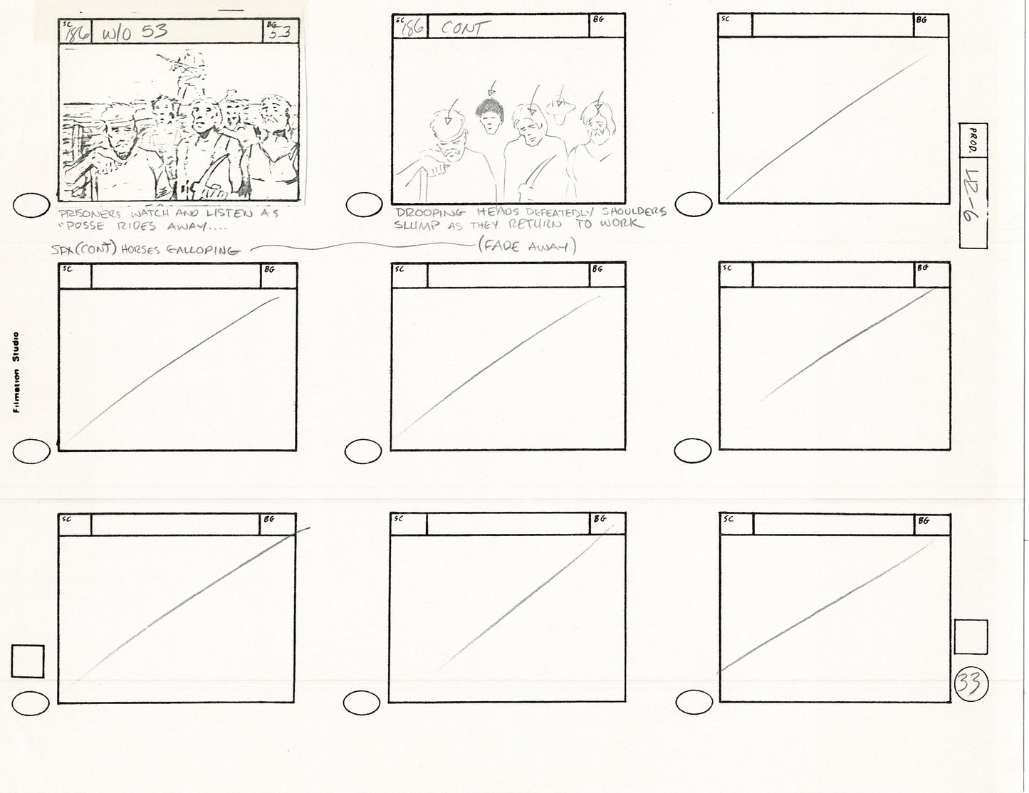 Lone Ranger Western Storyboard Animation Animation Page from Filmation 1980 E-033