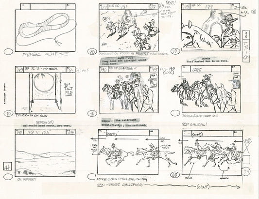 Lone Ranger Western Storyboard Animation Animation Page from Filmation 1980 E-034