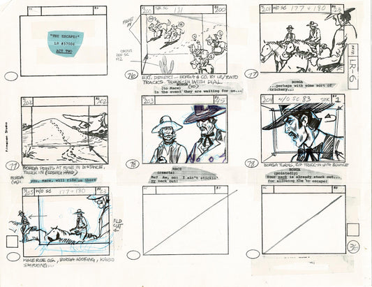 Lone Ranger Western Storyboard Animation Animation Page from Filmation 1980 F-002