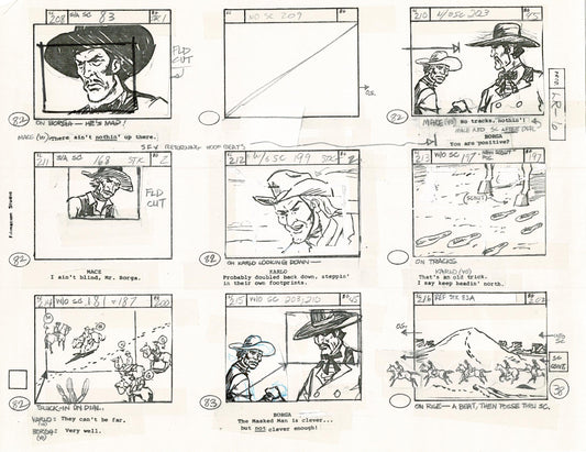 Lone Ranger Western Storyboard Animation Animation Page from Filmation 1980 F-004