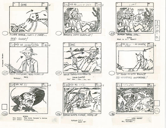 Lone Ranger Western Storyboard Animation Animation Page from Filmation 1980 F-008