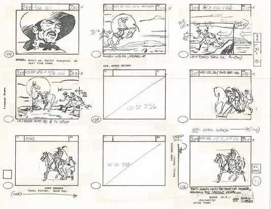 Lone Ranger Western Storyboard Animation Animation Page from Filmation 1980 F-009