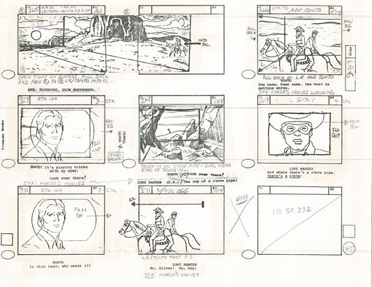 Lone Ranger Western Storyboard Animation Animation Page from Filmation 1980 F-011
