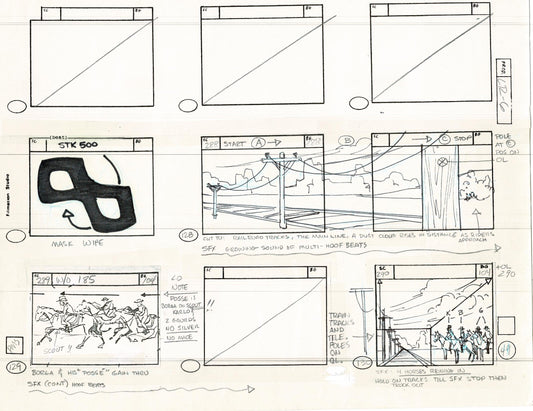 Lone Ranger Western Storyboard Animation Animation Page from Filmation 1980 F-013
