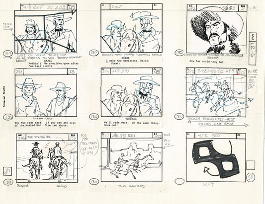 Lone Ranger Western Storyboard Animation Animation Page from Filmation 1980 F-015