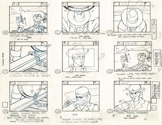 Lone Ranger Western Storyboard Animation Animation Page from Filmation 1980 F-016