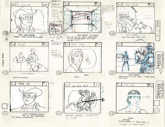 Lone Ranger Western Storyboard Animation Animation Page from Filmation 1980 F-017
