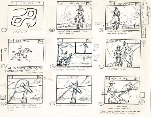 Lone Ranger Western Storyboard Animation Animation Page from Filmation 1980 F-018