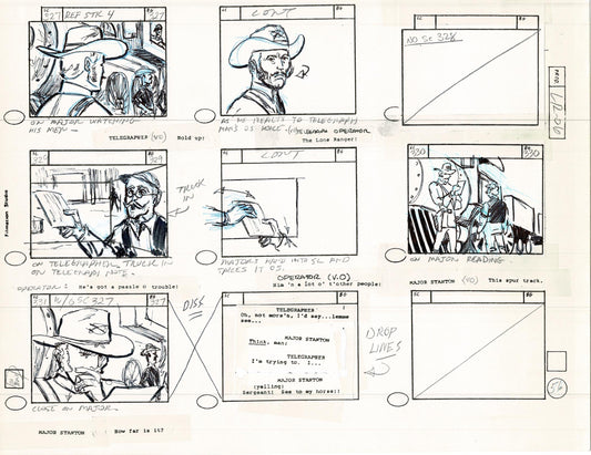 Lone Ranger Western Storyboard Animation Animation Page from Filmation 1980 F-021