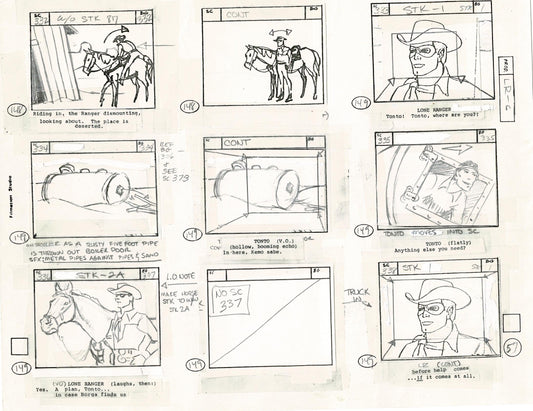 Lone Ranger Western Storyboard Animation Animation Page from Filmation 1980 F-023
