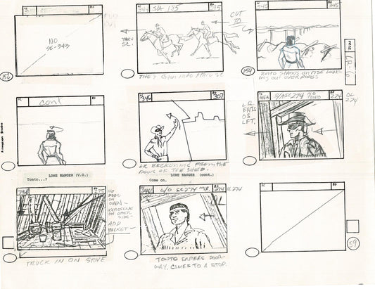 Lone Ranger Western Storyboard Animation Animation Page from Filmation 1980 F-025