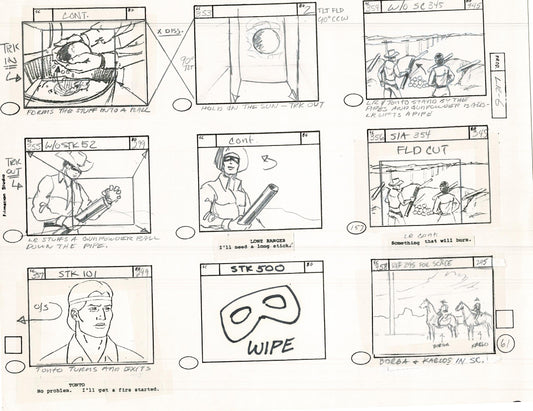 Lone Ranger Western Storyboard Animation Animation Page from Filmation 1980 F-027