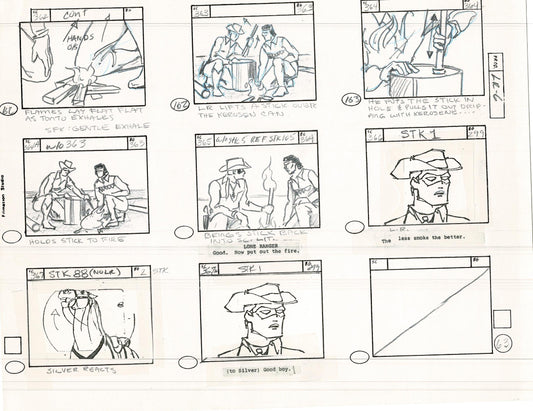 Lone Ranger Western Storyboard Animation Animation Page from Filmation 1980 F-029