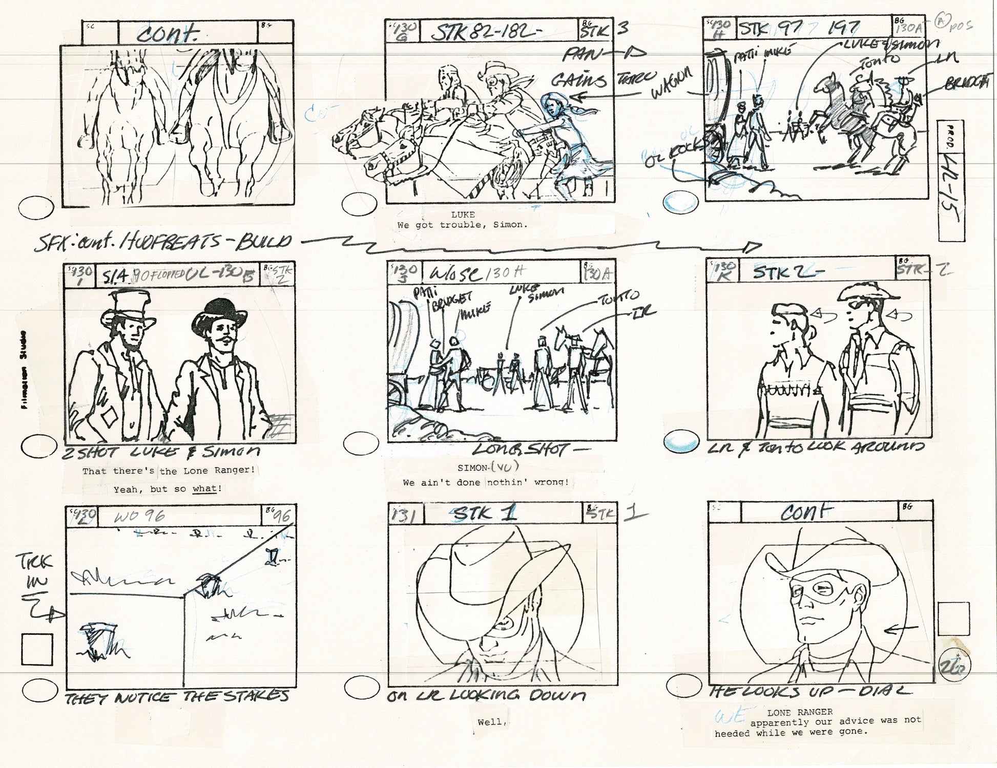 The Lone Ranger 1981 Production Animation Storyboard Page Filmation A ...