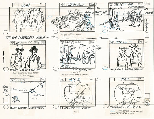 The Lone Ranger 1981 Production Animation Storyboard Page Filmation A-007