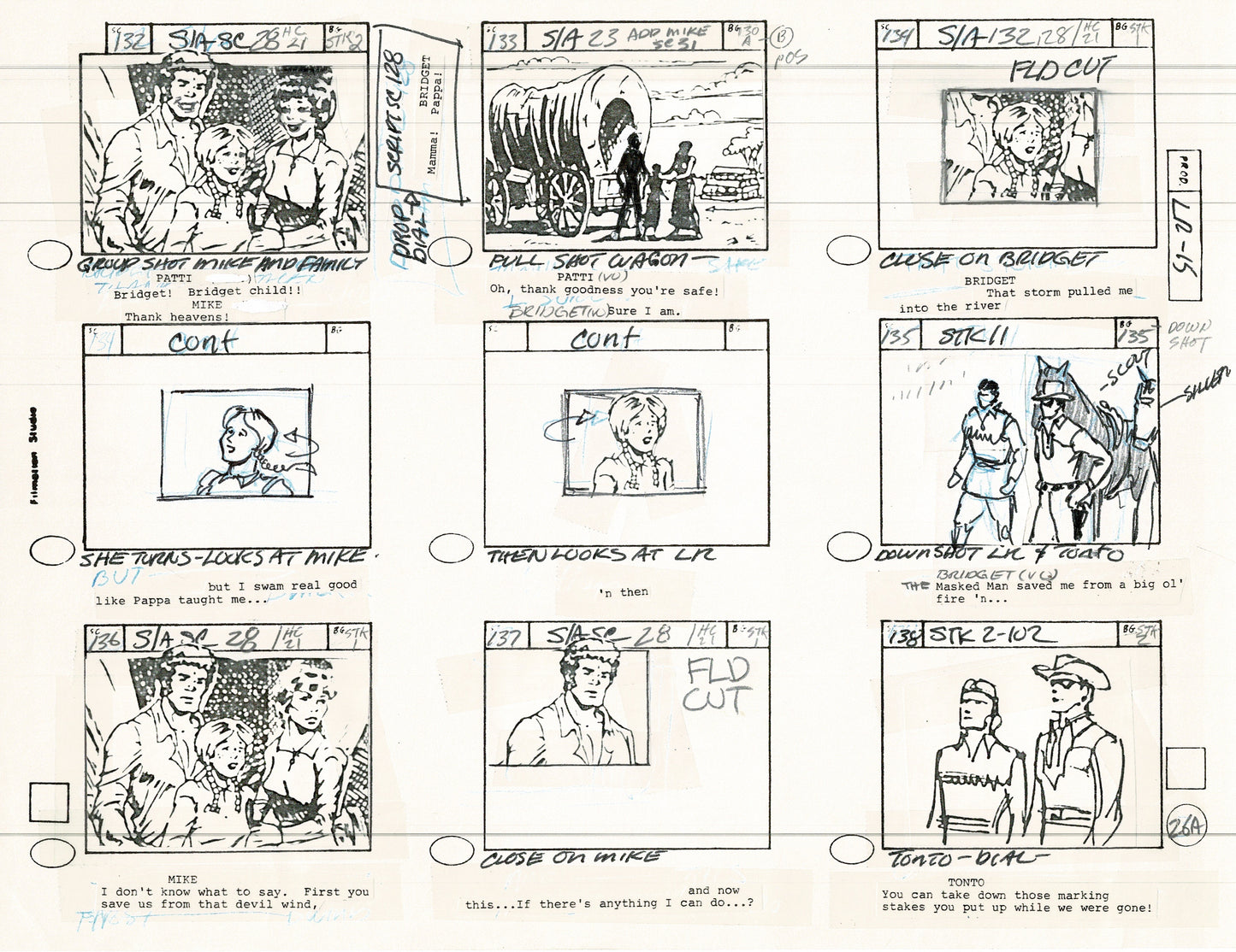 The Lone Ranger 1981 Production Animation Storyboard Page Filmation A-008