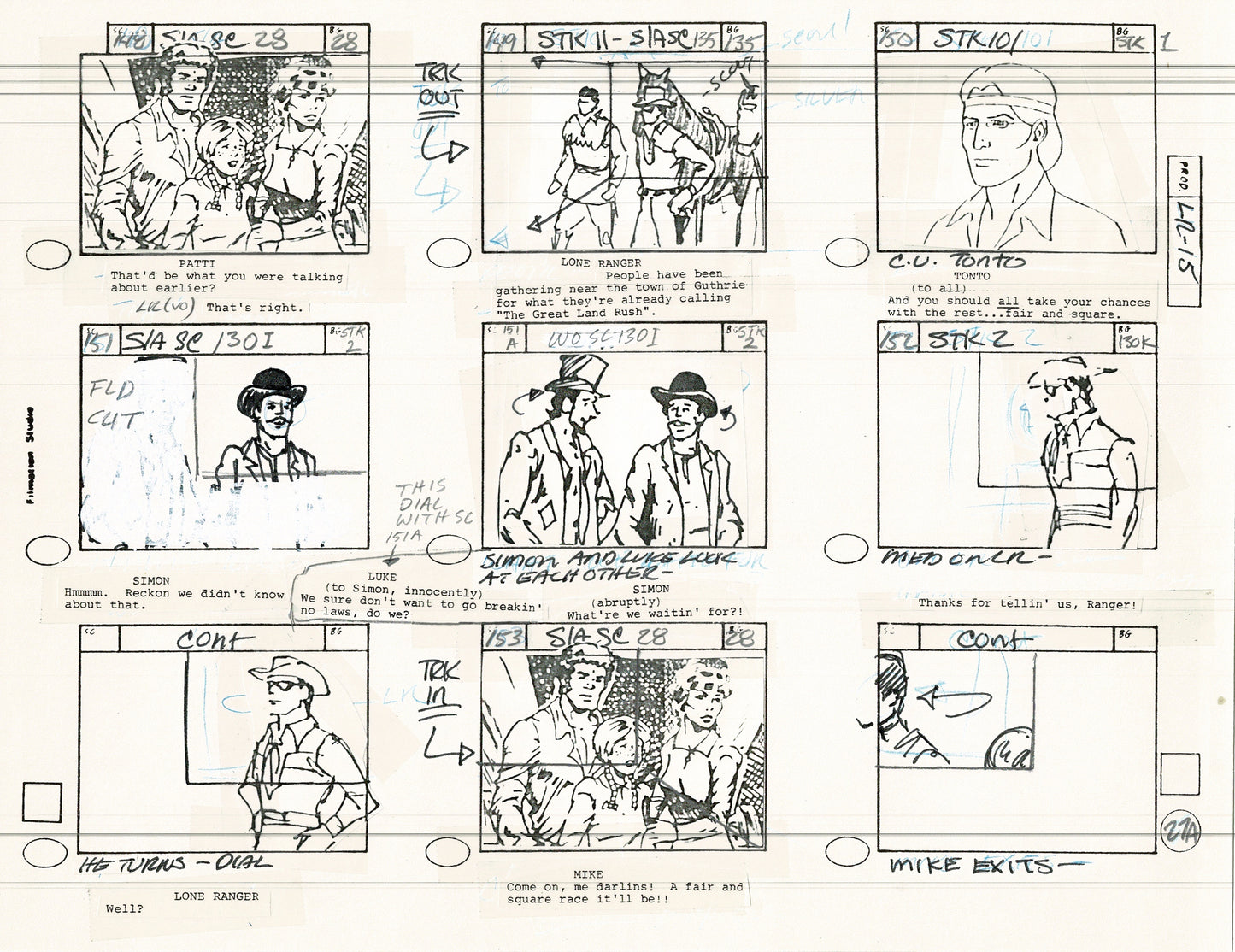 The Lone Ranger 1981 Production Animation Storyboard Page Filmation A-010