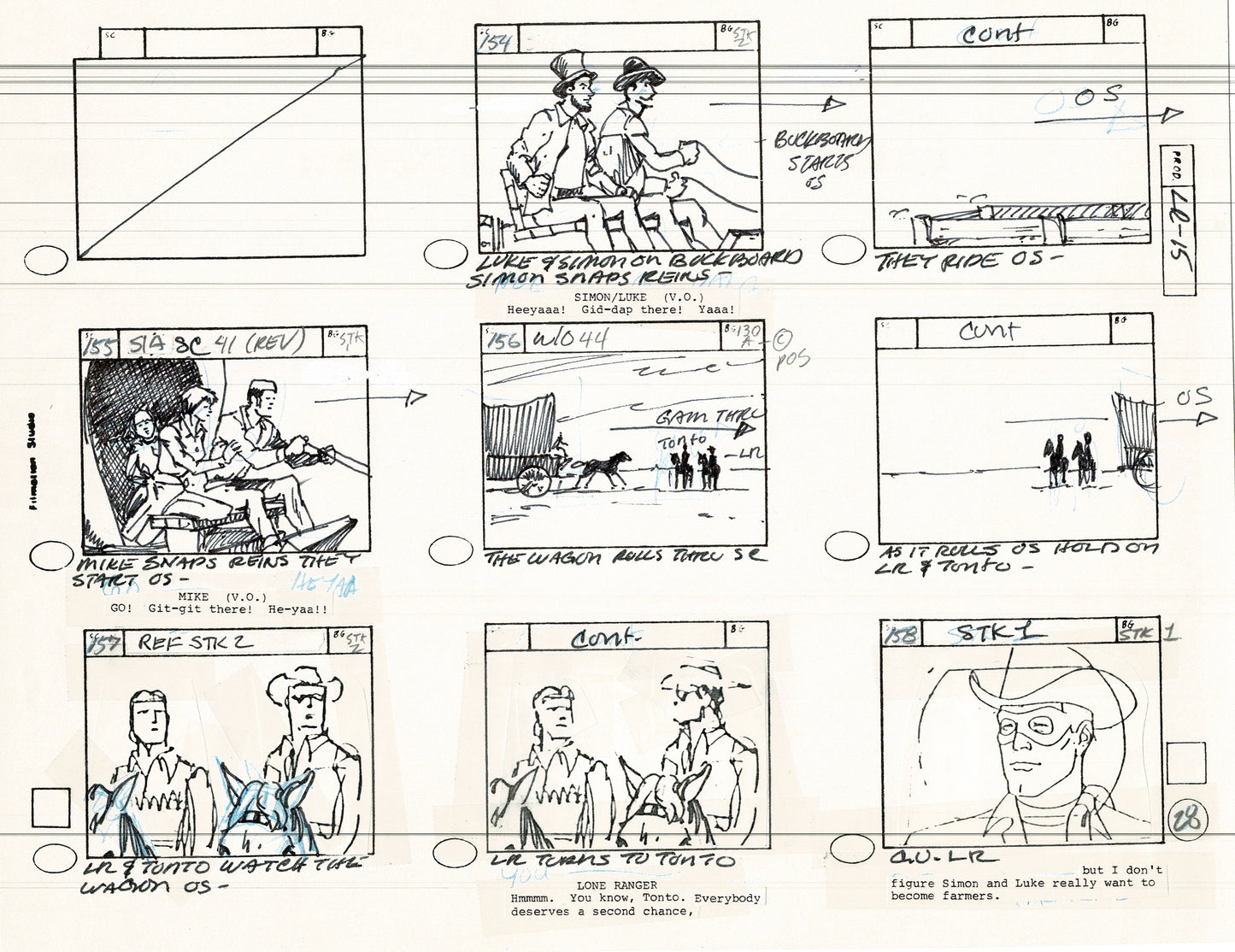 The Lone Ranger 1981 Production Animation Storyboard Page Filmation A-011