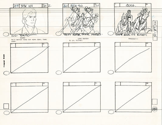 The Lone Ranger 1981 Production Animation Storyboard Page Filmation A-012