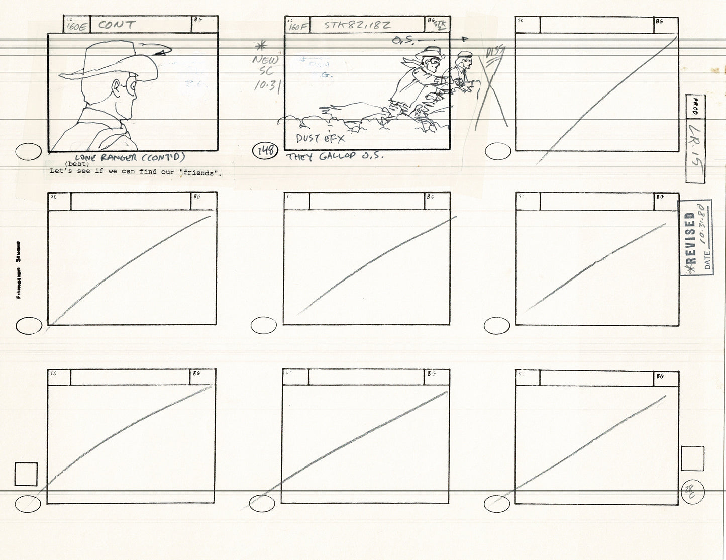 The Lone Ranger 1981 Production Animation Storyboard Page Filmation A-014