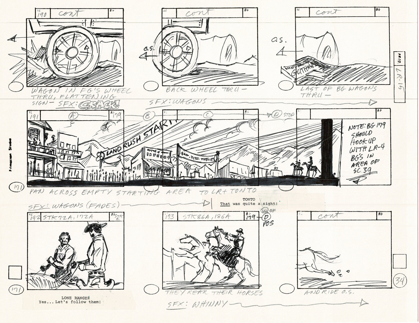 The Lone Ranger 1981 Production Animation Storyboard Page Filmation A-020