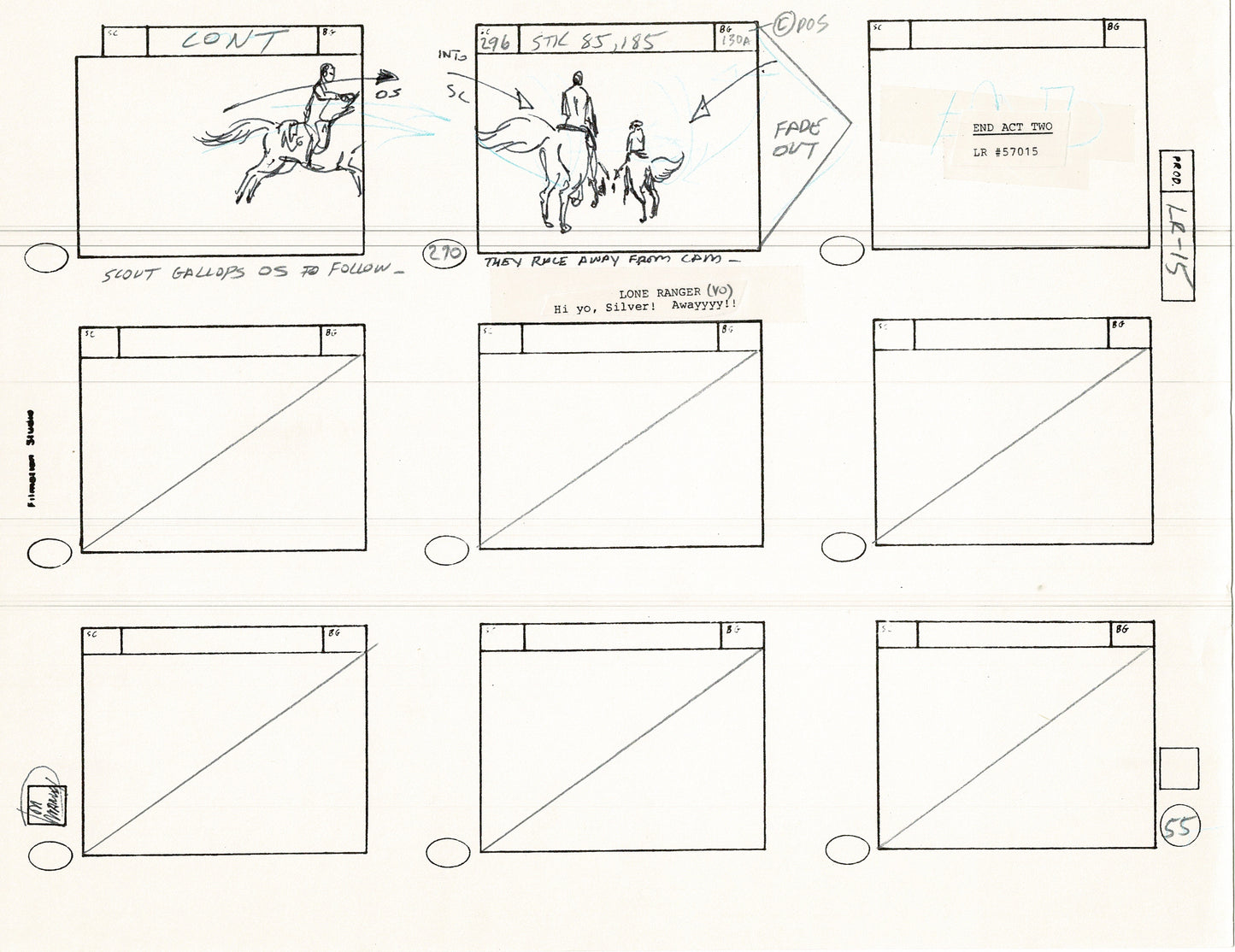 The Lone Ranger 1981 Production Animation Storyboard Page Filmation A-042