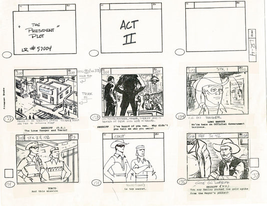 Lone Ranger Western Storyboard Animation Animation Page from Filmation 1980 D-001