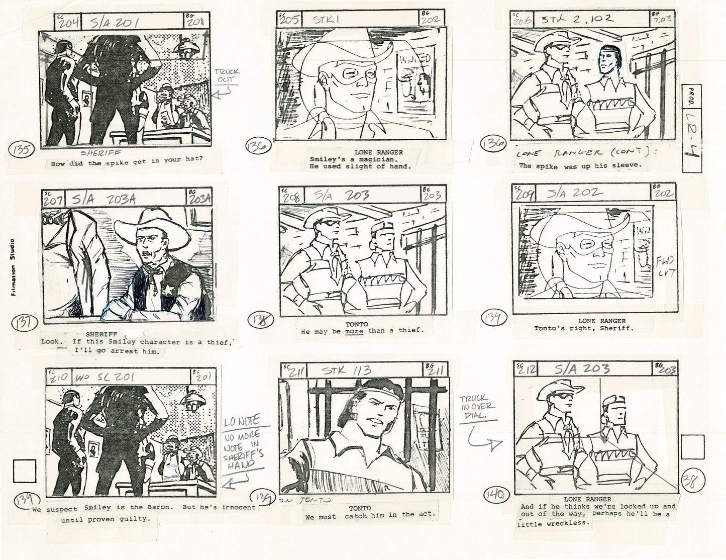 Lone Ranger Western Storyboard Animation Animation Page from Filmation 1980 D-002