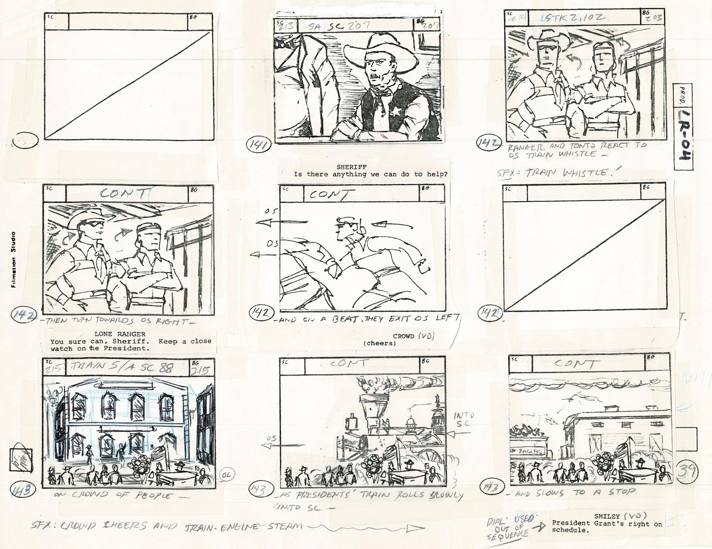 Lone Ranger Western Storyboard Animation Animation Page from Filmation 1980 D-003