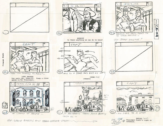 Lone Ranger Western Storyboard Animation Animation Page from Filmation 1980 D-003