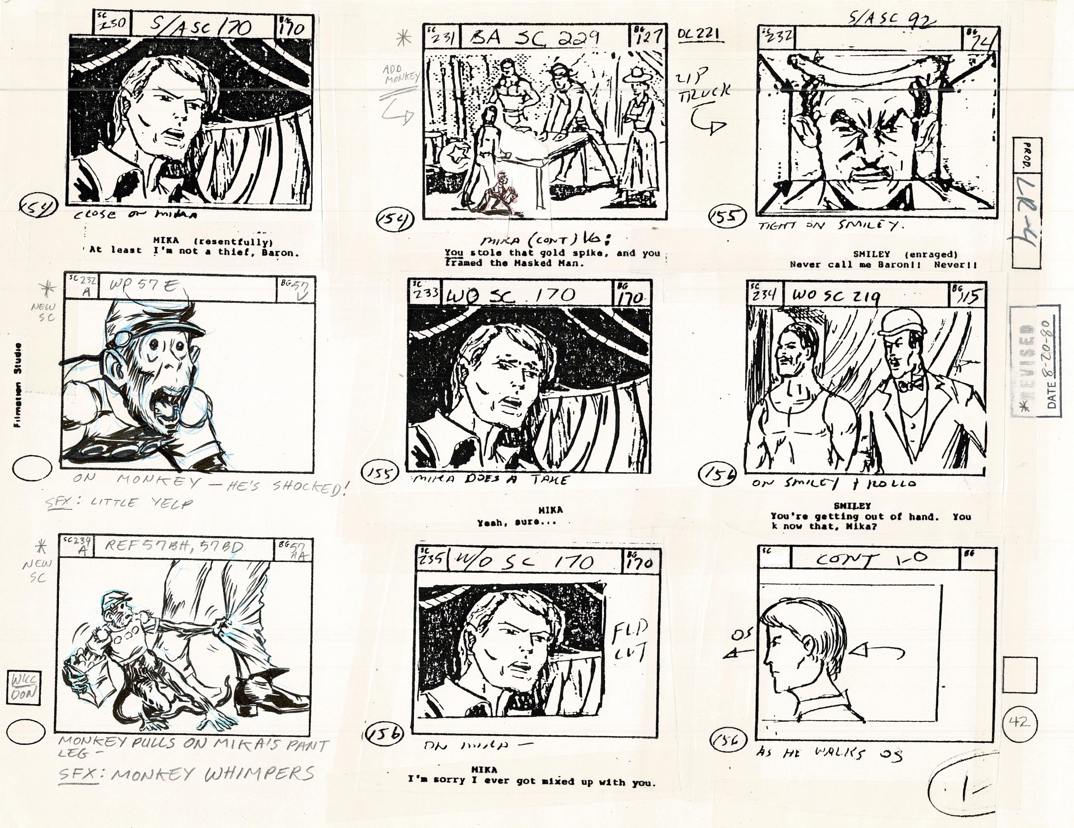 Lone Ranger Western Storyboard Animation Animation Page from Filmation ...