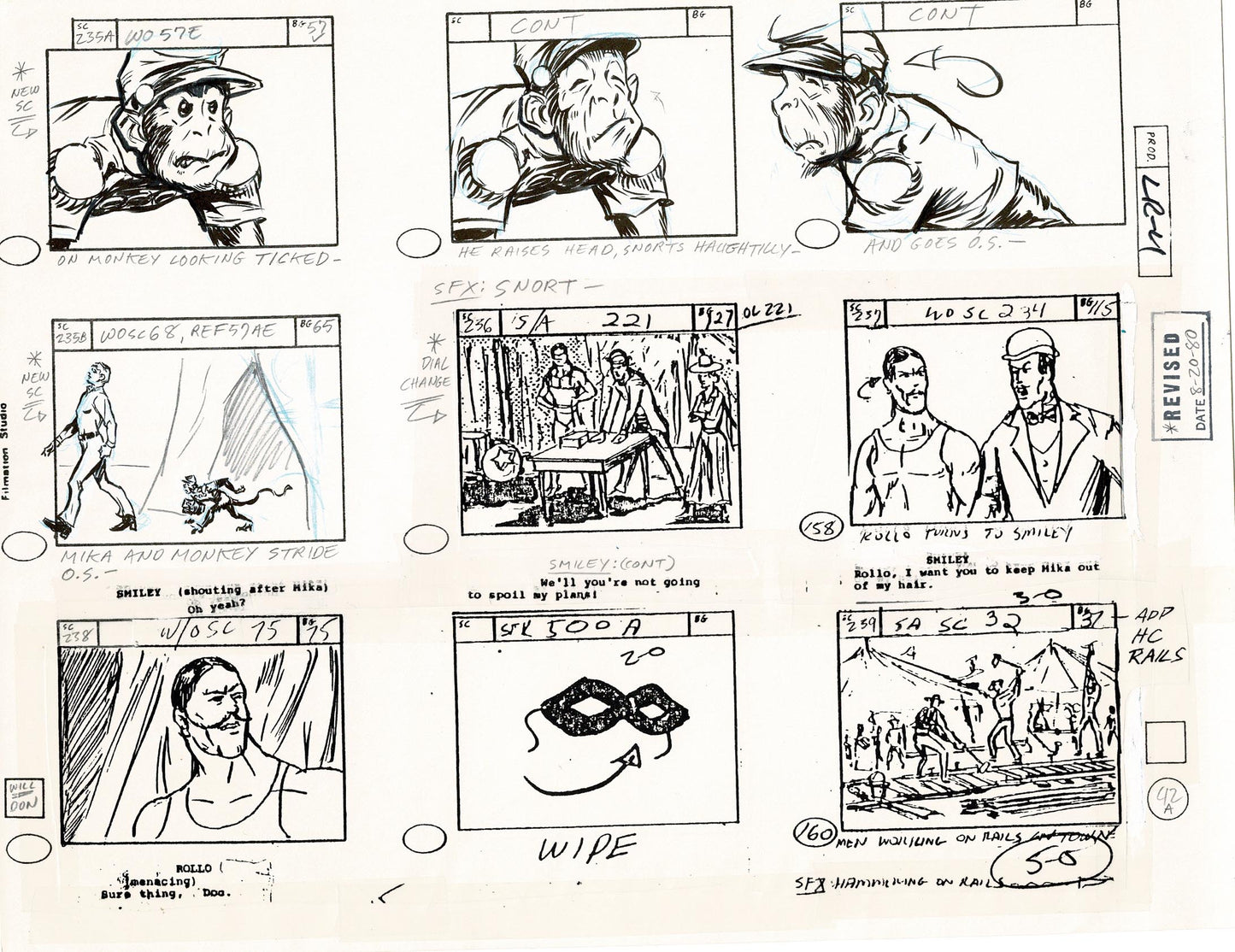 Lone Ranger Western Storyboard Animation Animation Page from Filmation 1980 D-007