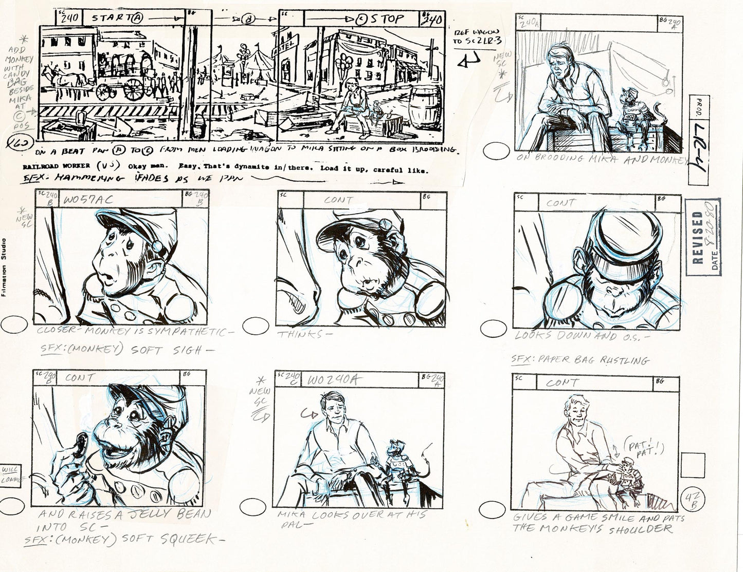 Lone Ranger Western Storyboard Animation Animation Page from Filmation 1980 D-008