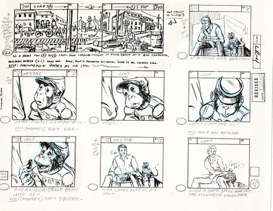 Lone Ranger Western Storyboard Animation Animation Page from Filmation 1980 D-008