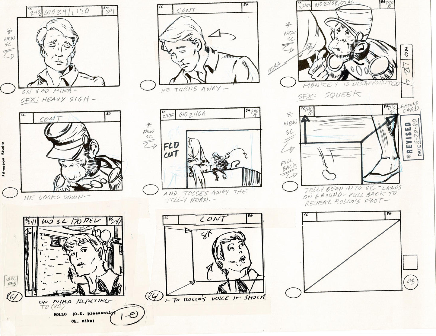 Lone Ranger Western Storyboard Animation Animation Page from Filmation 1980 D-009