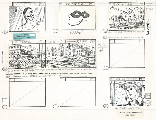 Lone Ranger Western Storyboard Animation Animation Page from Filmation 1980 D-016