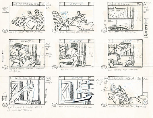 Lone Ranger Western Storyboard Animation Animation Page from Filmation 1980 D-023