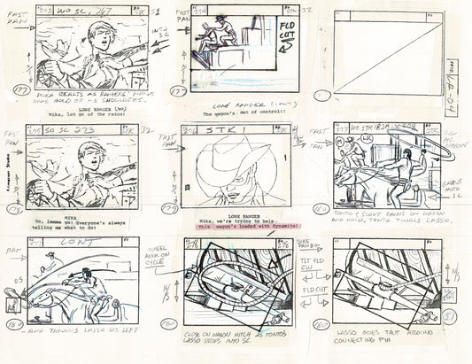 Lone Ranger Western Storyboard Animation Animation Page from Filmation 1980 D-024