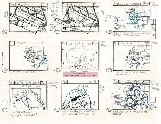 Lone Ranger Western Storyboard Animation Animation Page from Filmation 1980 D-025