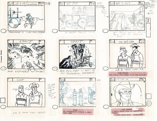 Lone Ranger Western Storyboard Animation Animation Page from Filmation 1980 D-026