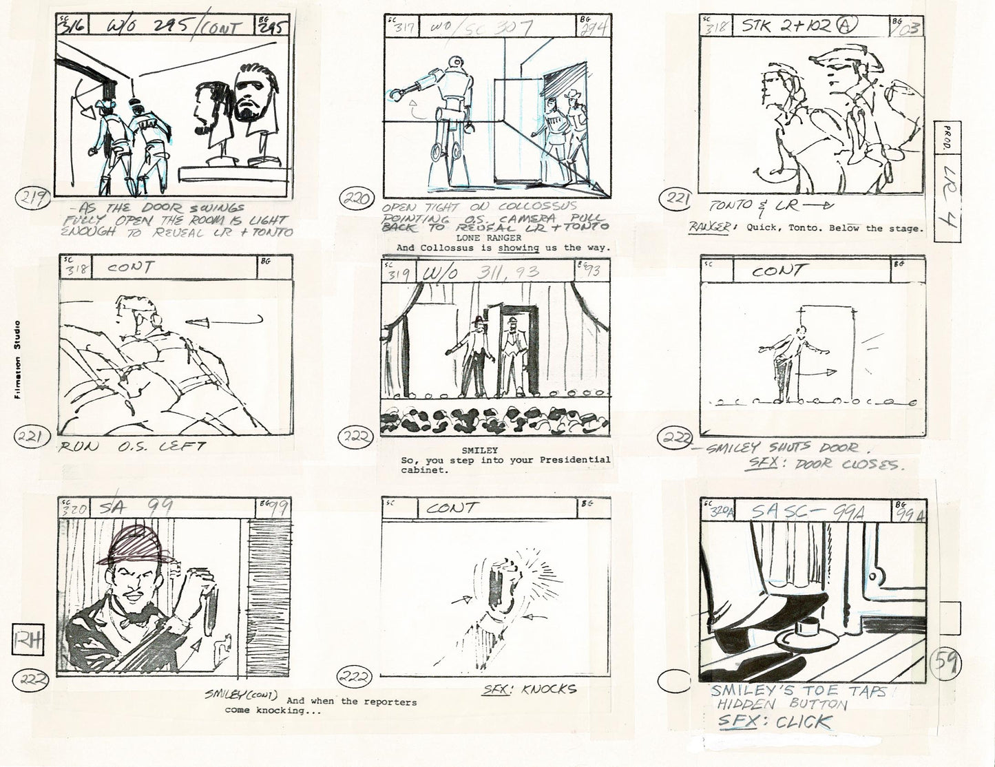 Lone Ranger Western Storyboard Animation Animation Page from Filmation 1980 D-032